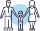 icono de familia con fondo azul